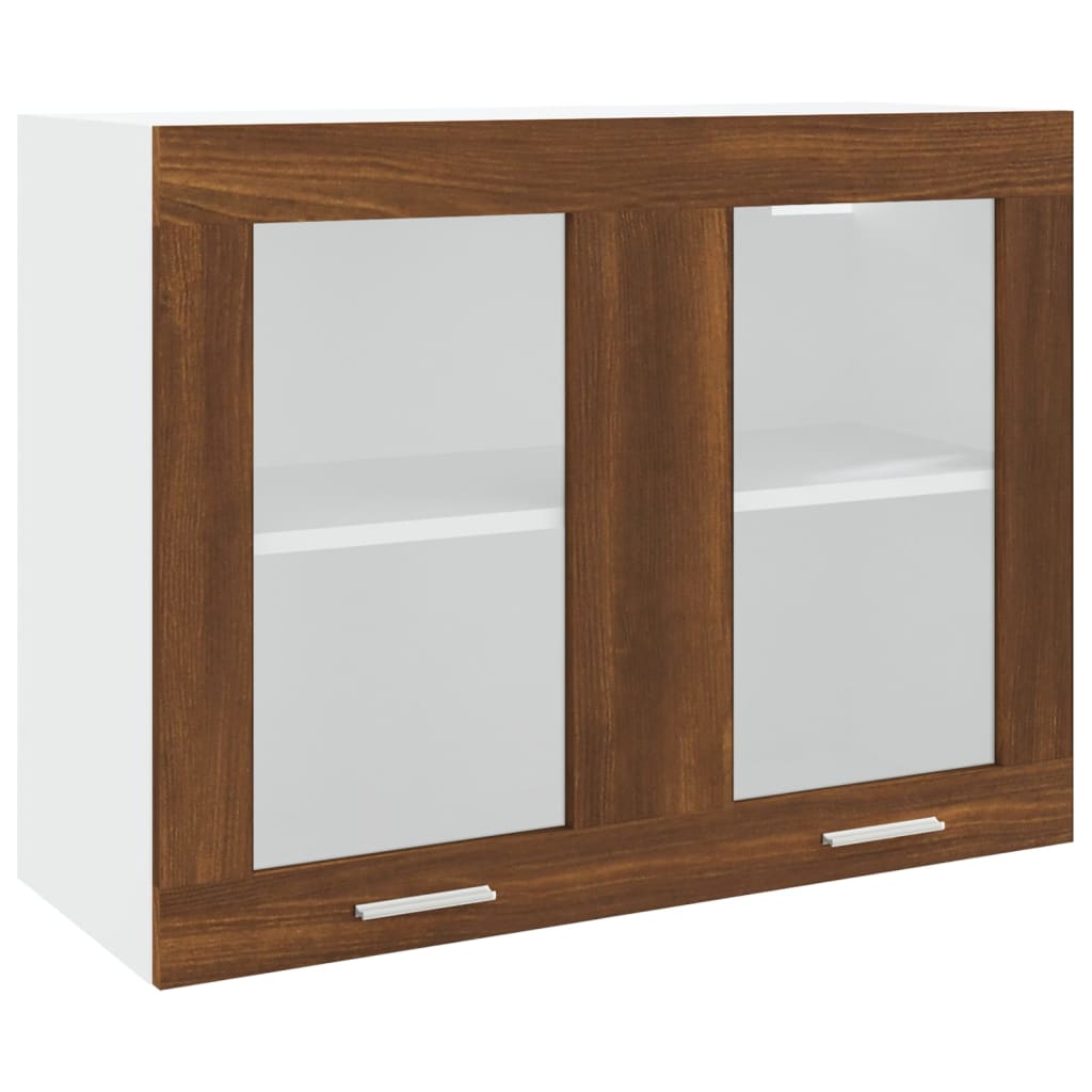 Modern Wooden 2 Door Hanging Glass Wall Mounted Kitchen Storage Cabinet Unit