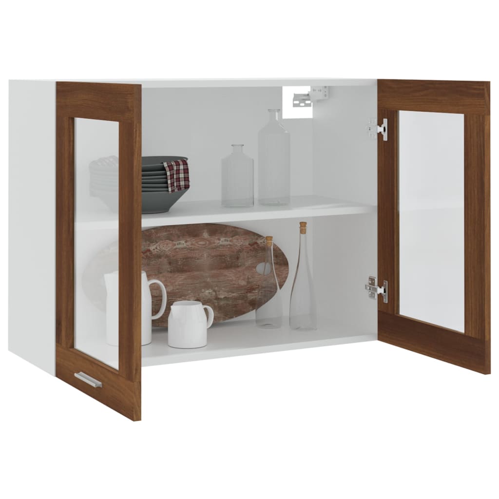 Modern Wooden 2 Door Hanging Glass Wall Mounted Kitchen Storage Cabinet Unit