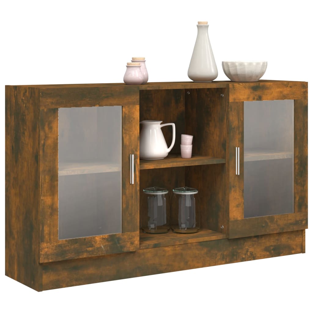 Modern Wooden Vitrine Storage Cabinet Unit With Glass Doors Glazed Display Wood