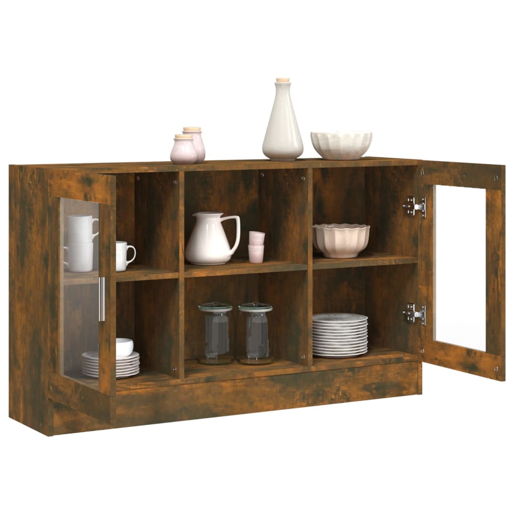 Modern Wooden Vitrine Storage Cabinet Unit With Glass Doors Glazed Display Wood