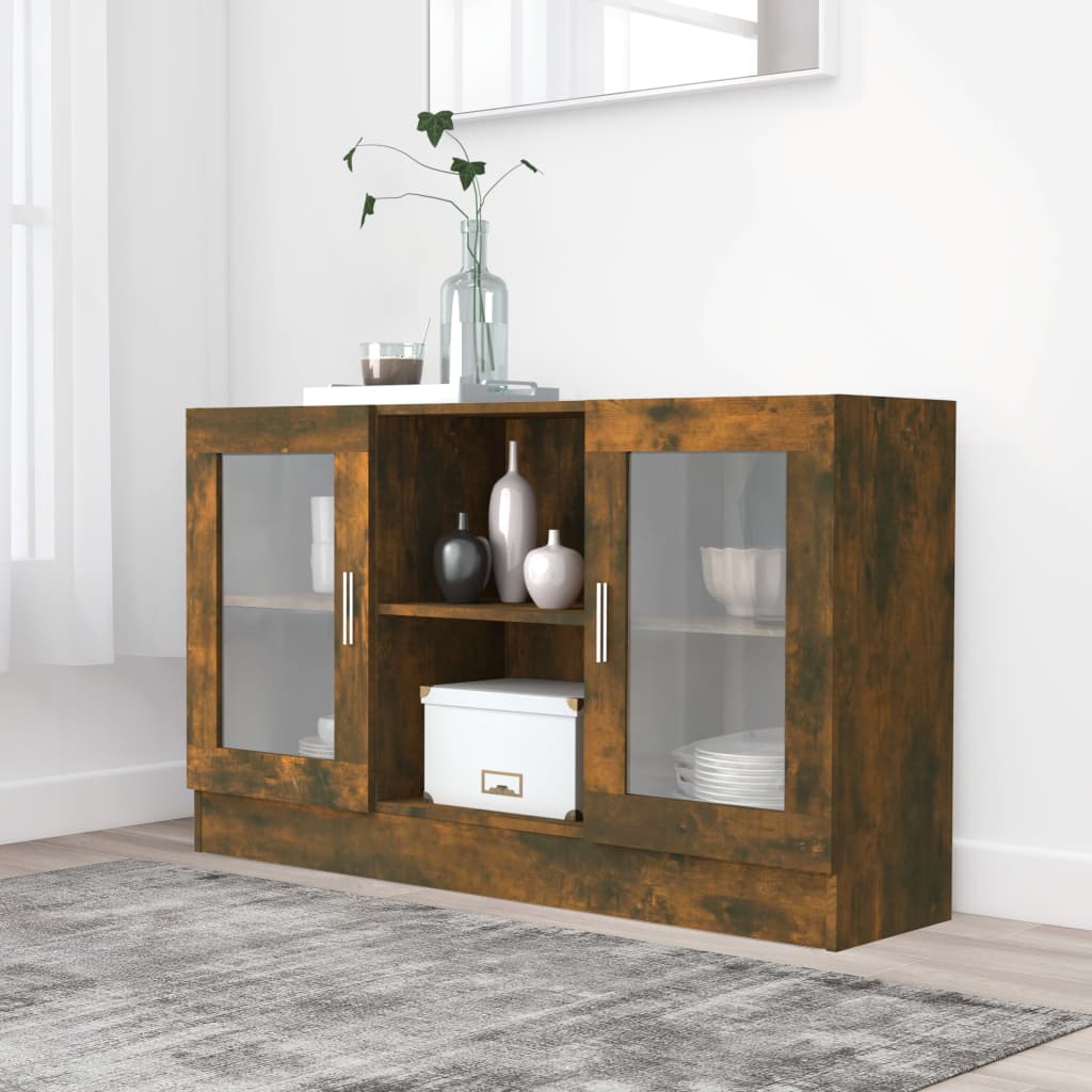 Modern Wooden Vitrine Storage Cabinet Unit With Glass Doors Glazed Display Wood