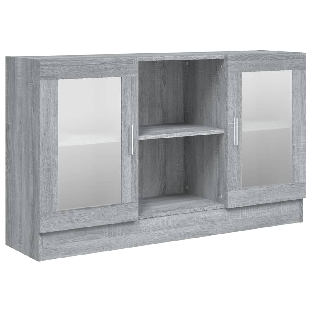 Modern Wooden Vitrine Storage Cabinet Unit With Glass Doors Glazed Display Wood