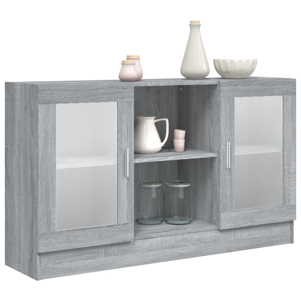 Modern Wooden Vitrine Storage Cabinet Unit With Glass Doors Glazed Display Wood