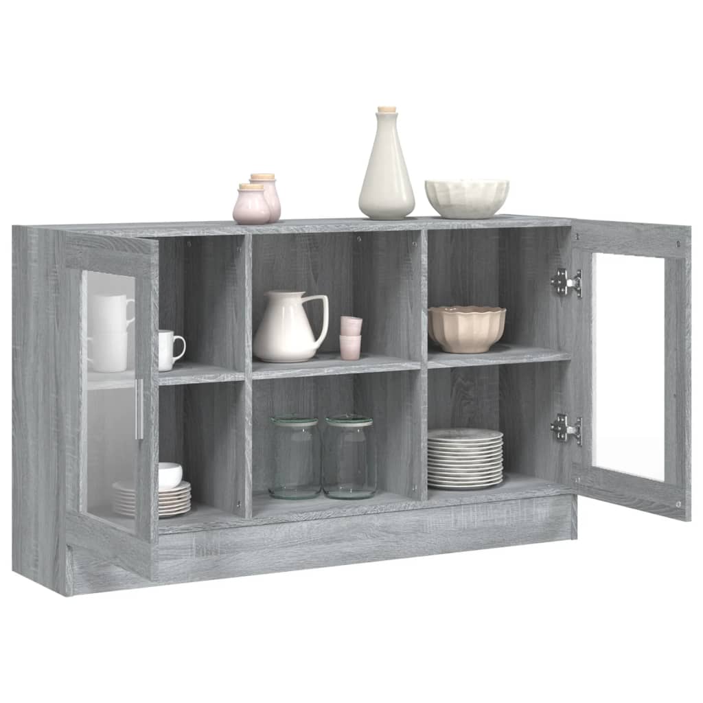 Modern Wooden Vitrine Storage Cabinet Unit With Glass Doors Glazed Display Wood