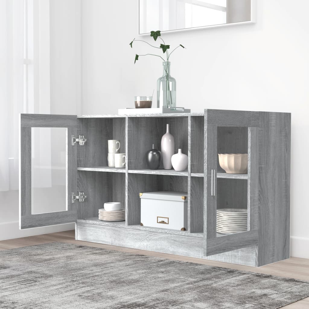 Modern Wooden Vitrine Storage Cabinet Unit With Glass Doors Glazed Display Wood