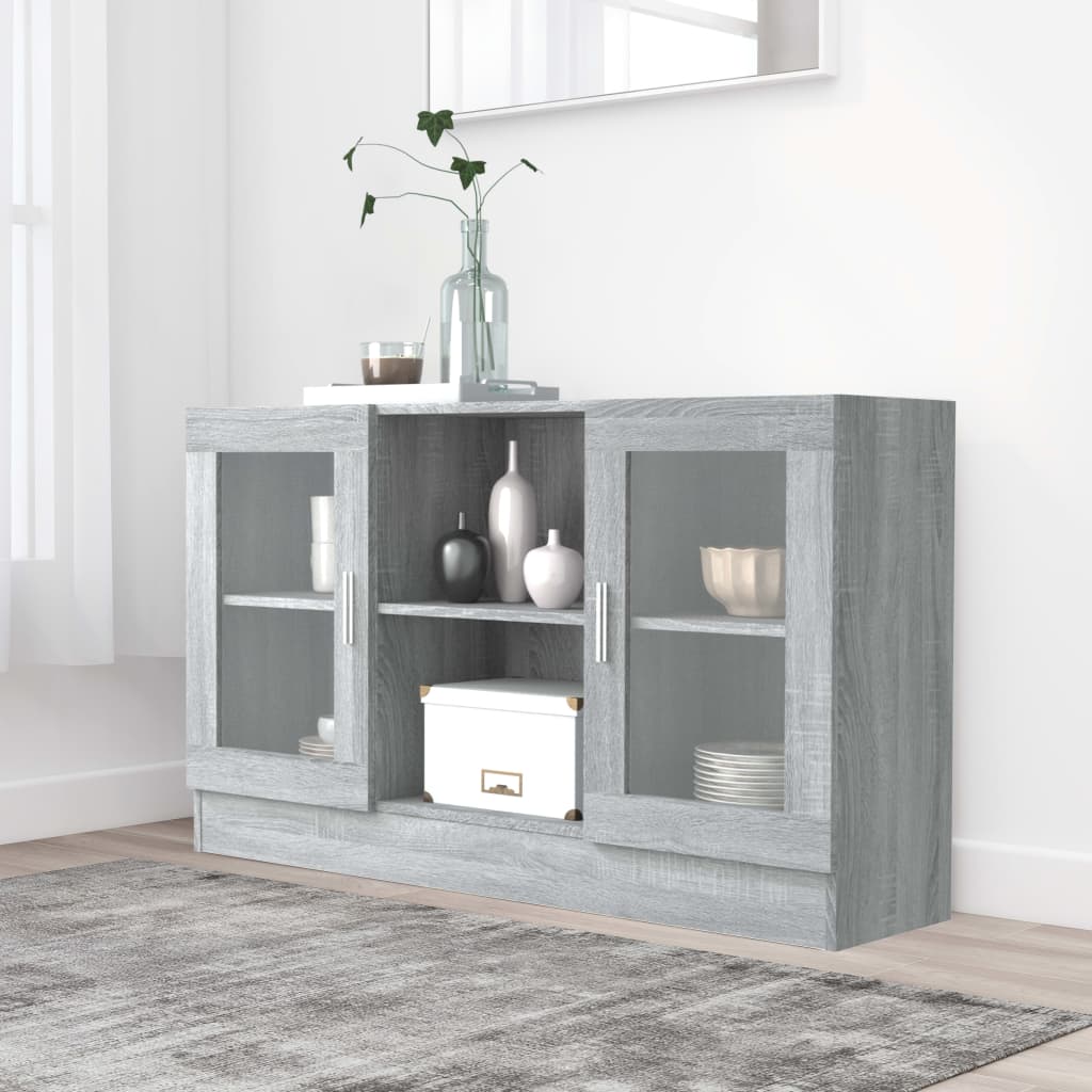 Modern Wooden Vitrine Storage Cabinet Unit With Glass Doors Glazed Display Wood