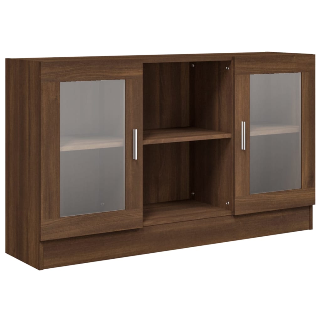 Modern Wooden Vitrine Storage Cabinet Unit With Glass Doors Glazed Display Wood