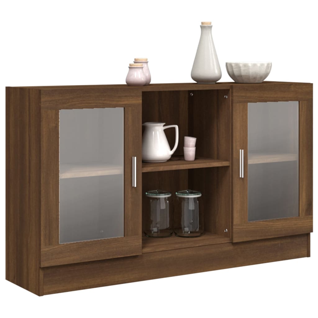 Modern Wooden Vitrine Storage Cabinet Unit With Glass Doors Glazed Display Wood