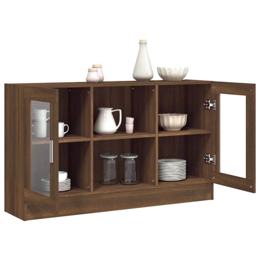 Modern Wooden Vitrine Storage Cabinet Unit With Glass Doors Glazed Display Wood