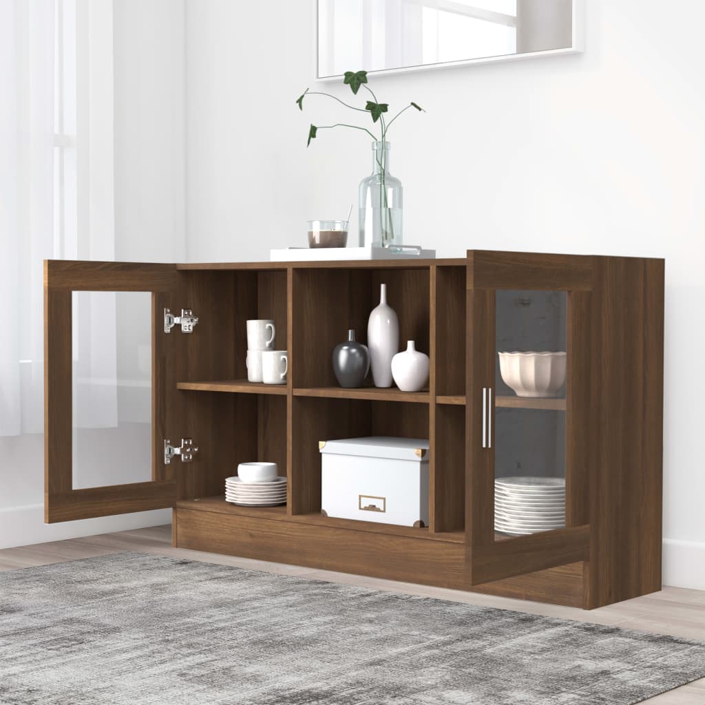 Modern Wooden Vitrine Storage Cabinet Unit With Glass Doors Glazed Display Wood