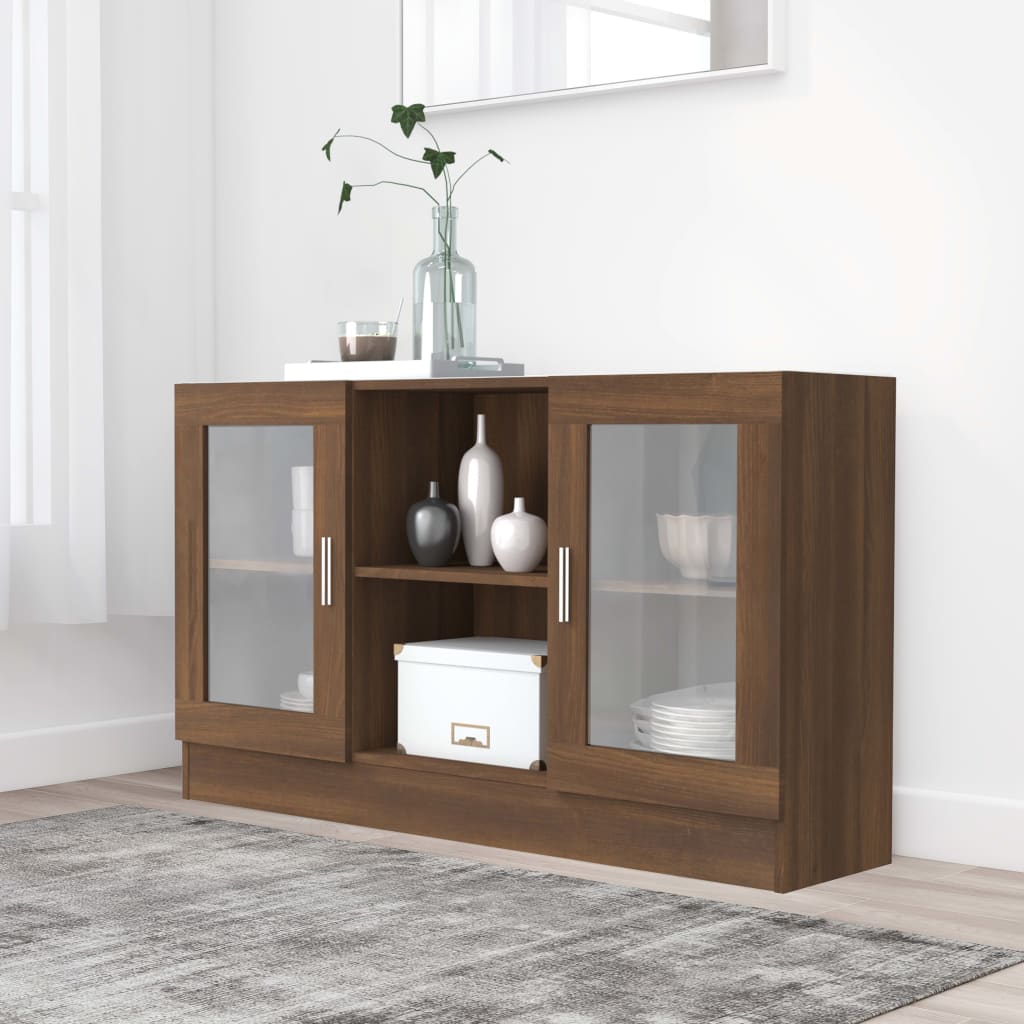 Modern Wooden Vitrine Storage Cabinet Unit With Glass Doors Glazed Display Wood