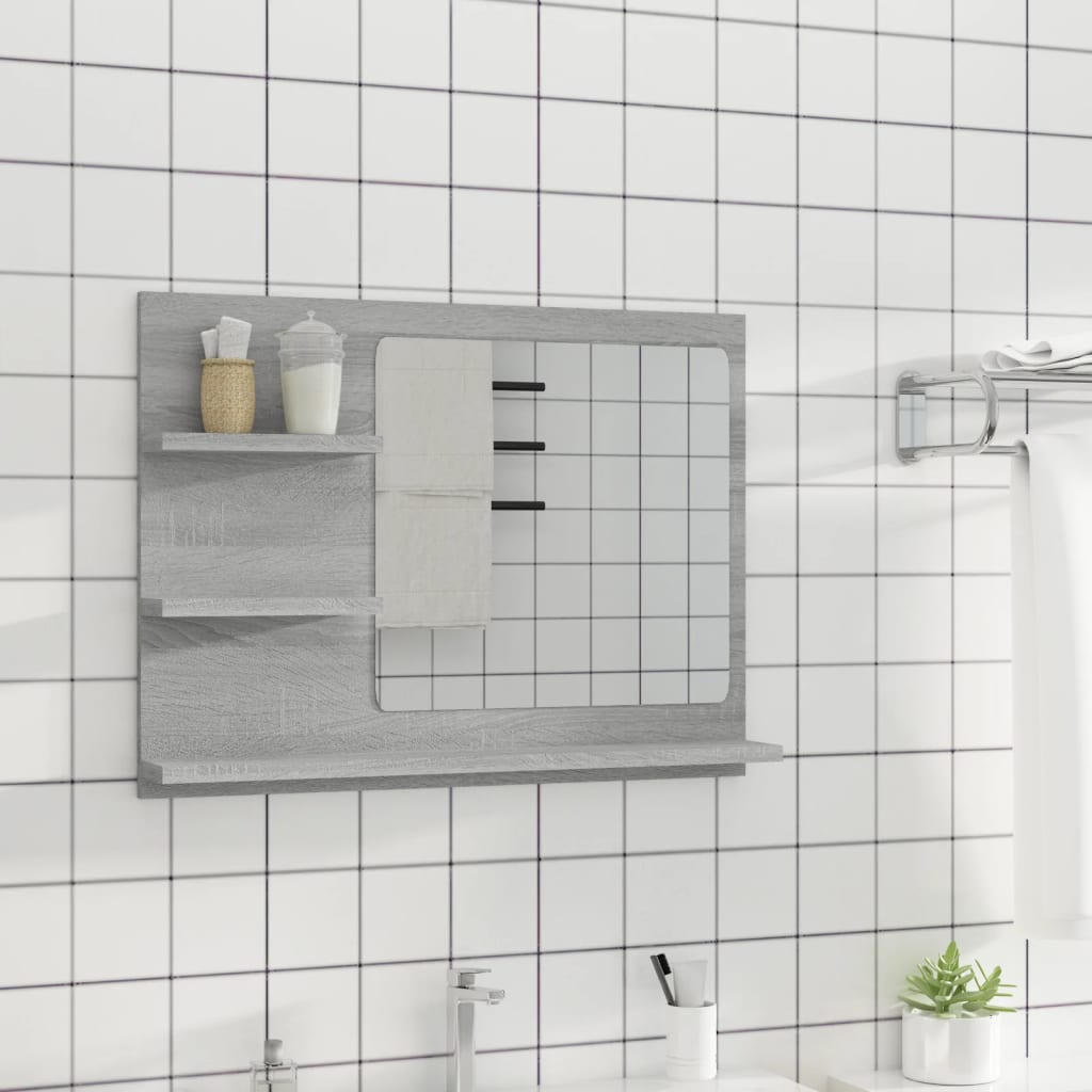 Bathroom Mirror Grey Sonoma 60x10.5x45 cm Engineered Wood