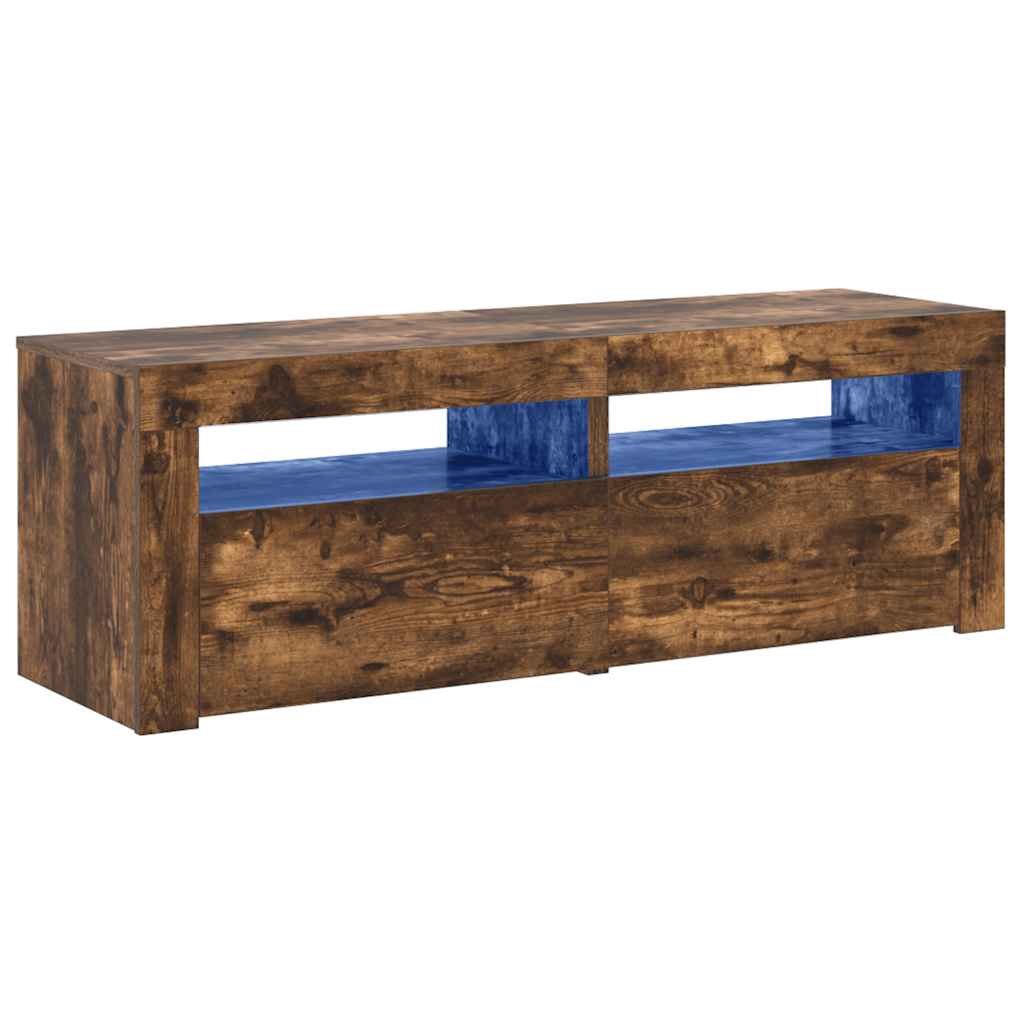 TV Cabinet with LED Lights Smoked Oak 120x35x40 cm