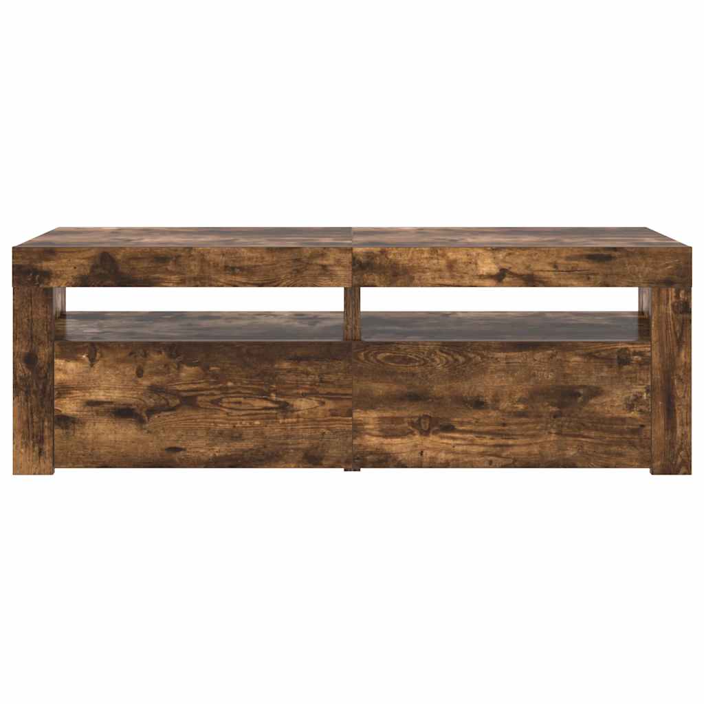 TV Cabinet with LED Lights Smoked Oak 120x35x40 cm