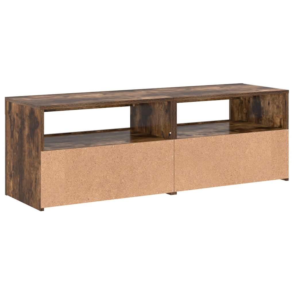 TV Cabinet with LED Lights Smoked Oak 120x35x40 cm