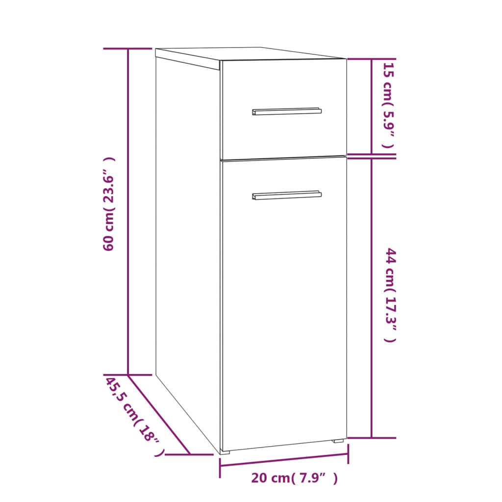 Apothecary Cabinet Brown Oak 20x45.5x60 cm Engineered Wood