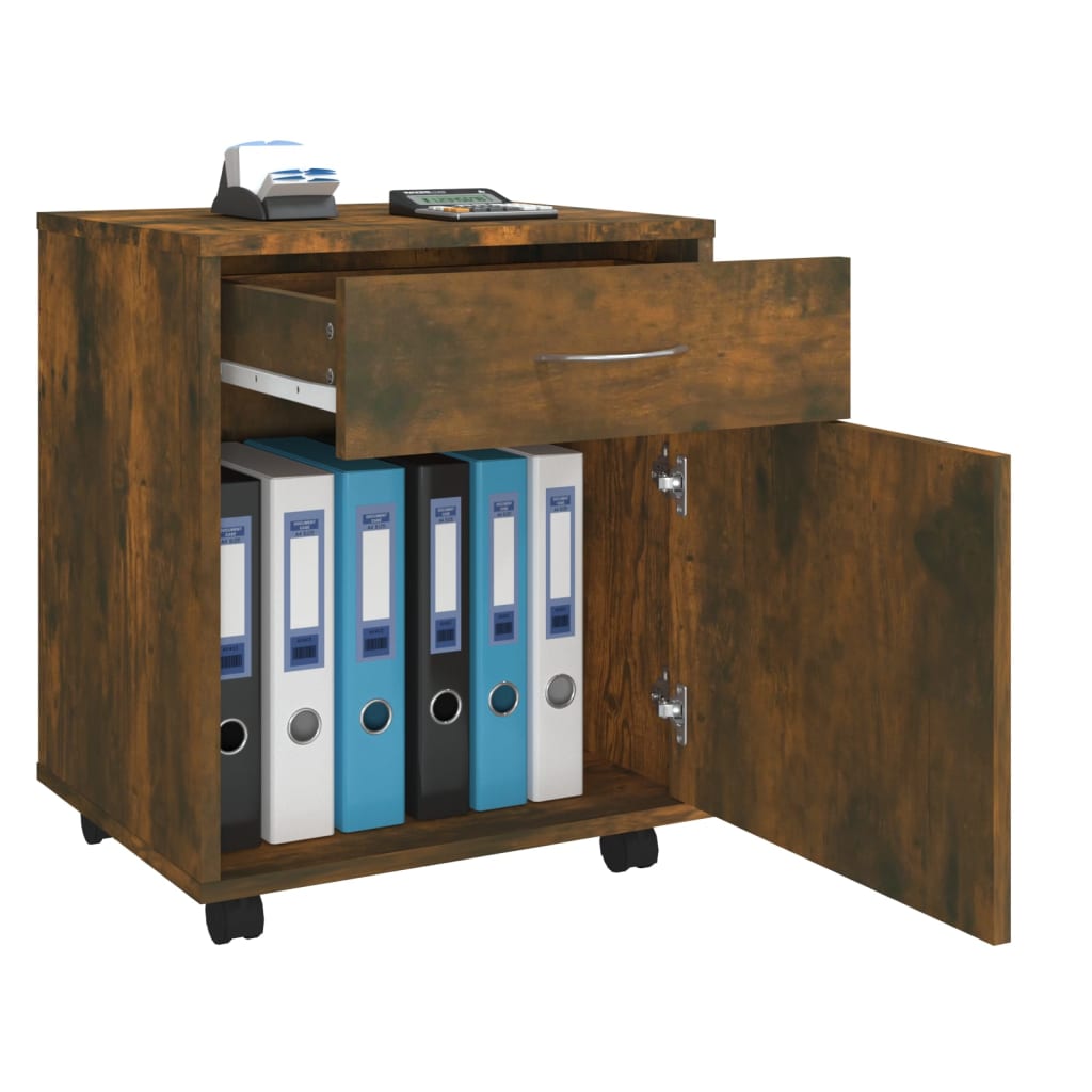 Rolling Cabinet Smoked Oak 45x38x54 cm Engineered Wood