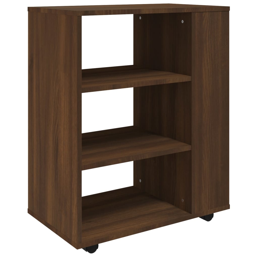Rolling Cabinet Brown Oak 60x35x75 cm Engineered Wood