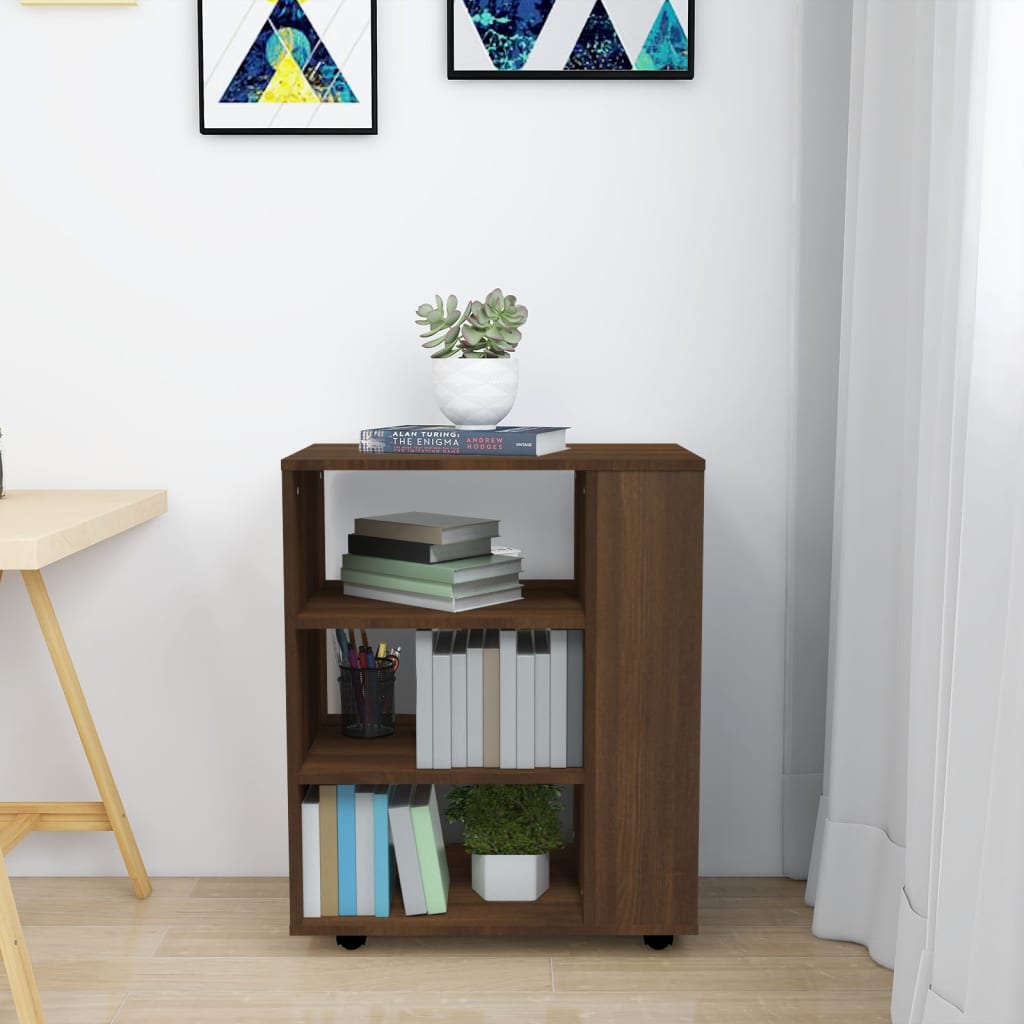 Rolling Cabinet Brown Oak 60x35x75 cm Engineered Wood