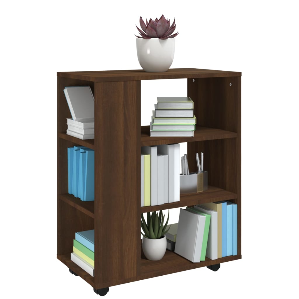 Rolling Cabinet Brown Oak 60x35x75 cm Engineered Wood