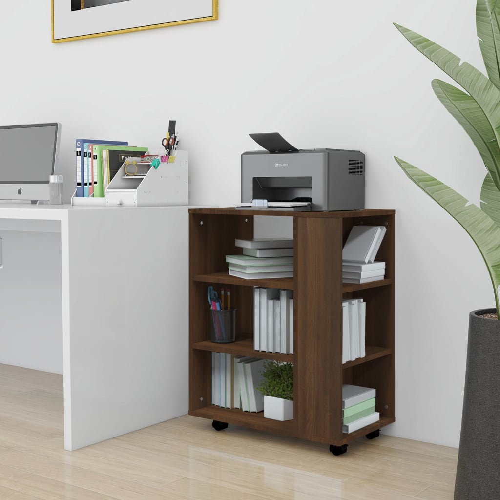 Rolling Cabinet Brown Oak 60x35x75 cm Engineered Wood