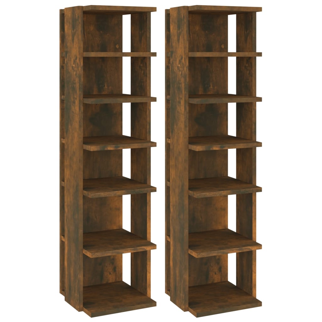 Modern Wooden 2pcs Open Shoe Storage Cabinet Wood Trainer Organiser Units