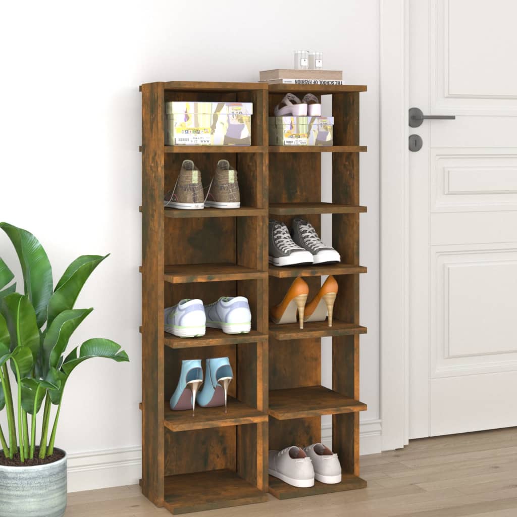 Modern Wooden 2pcs Open Shoe Storage Cabinet Wood Trainer Organiser Units