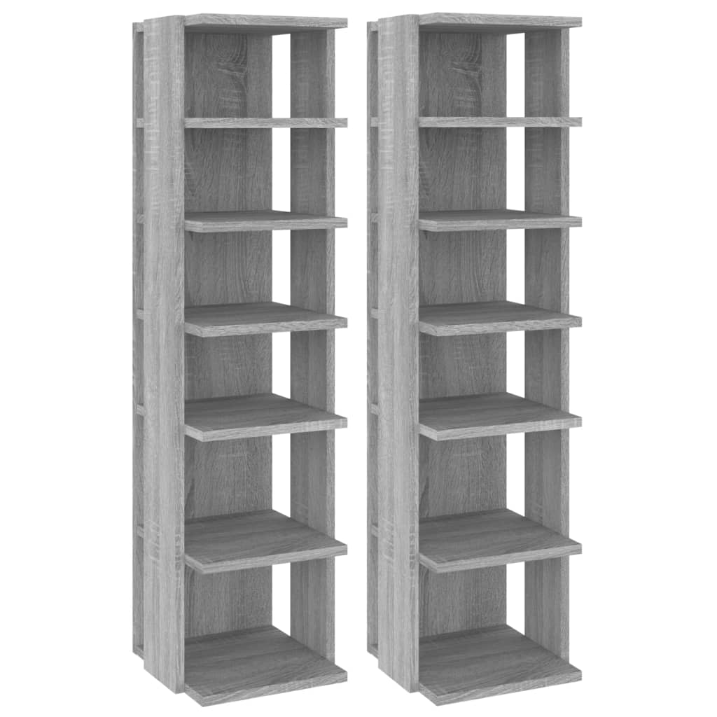 Modern Wooden 2pcs Open Shoe Storage Cabinet Wood Trainer Organiser Units