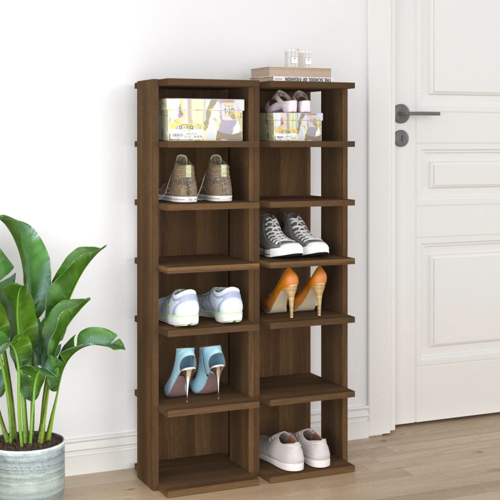Modern Wooden 2pcs Open Shoe Storage Cabinet Wood Trainer Organiser Units