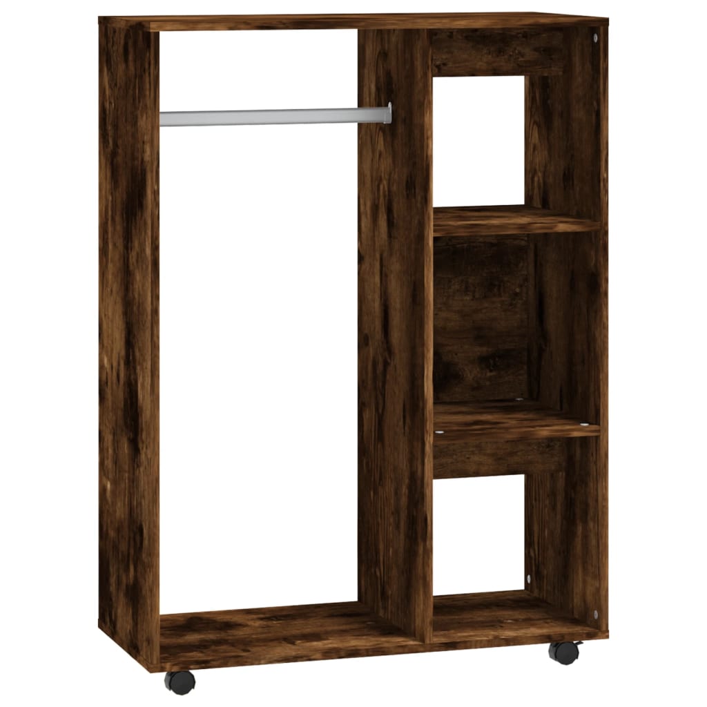 Modern Wooden Open Bedroom Wardrobe With Hanging Clothes Rail & Shelves