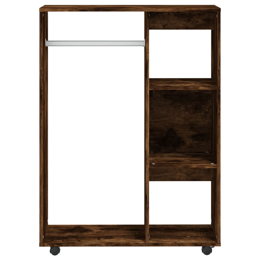 Modern Wooden Open Bedroom Wardrobe With Hanging Clothes Rail & Shelves