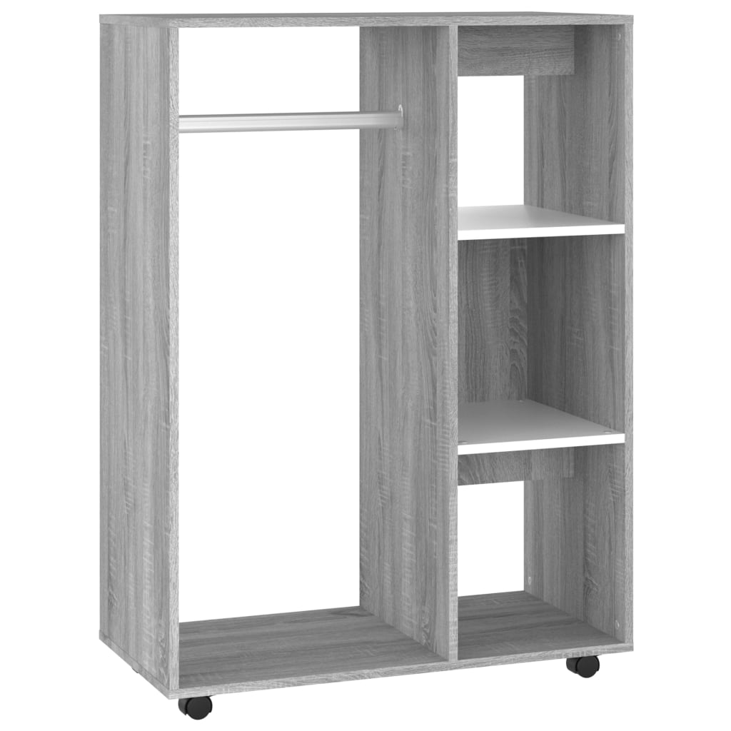 Modern Wooden Open Bedroom Wardrobe With Hanging Clothes Rail & Shelves