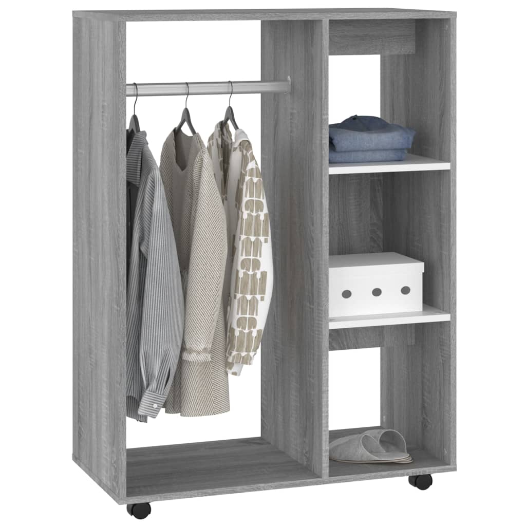Modern Wooden Open Bedroom Wardrobe With Hanging Clothes Rail & Shelves