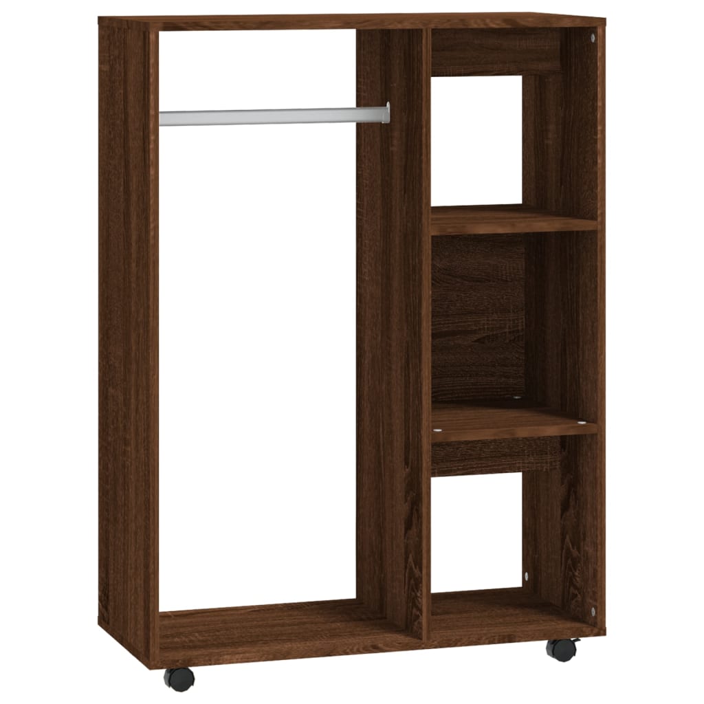 Modern Wooden Open Bedroom Wardrobe With Hanging Clothes Rail & Shelves