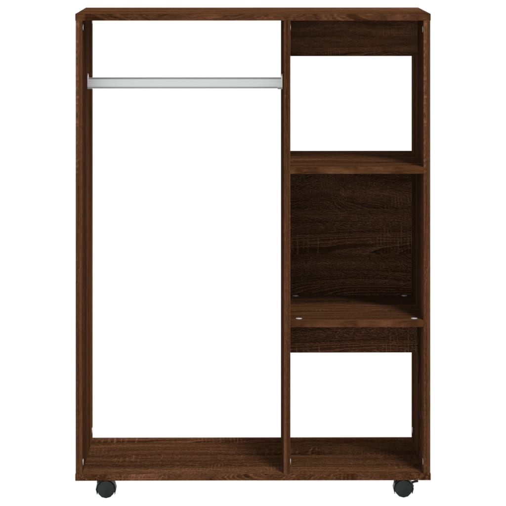 Modern Wooden Open Bedroom Wardrobe With Hanging Clothes Rail & Shelves