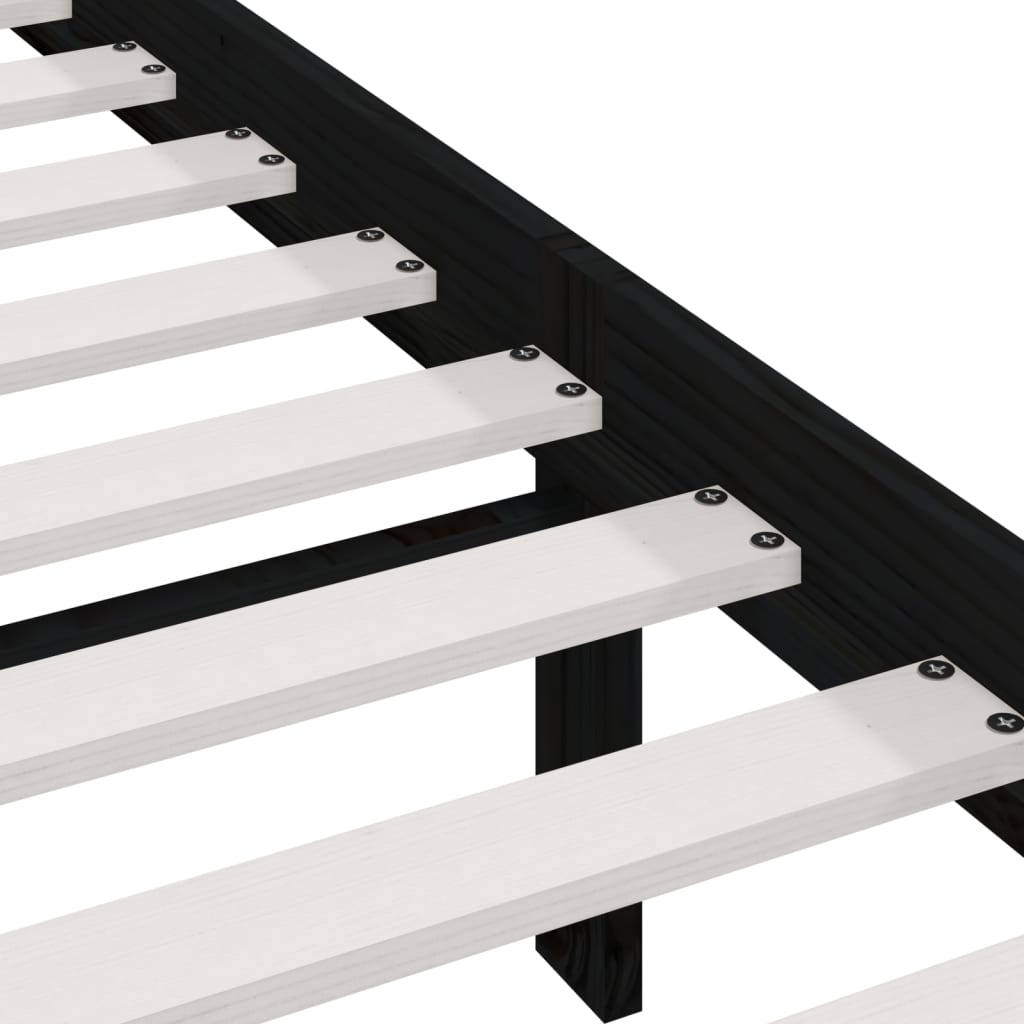 Bed Frame without Mattress Black 75x190 cm Small Single  Solid Wood Pine