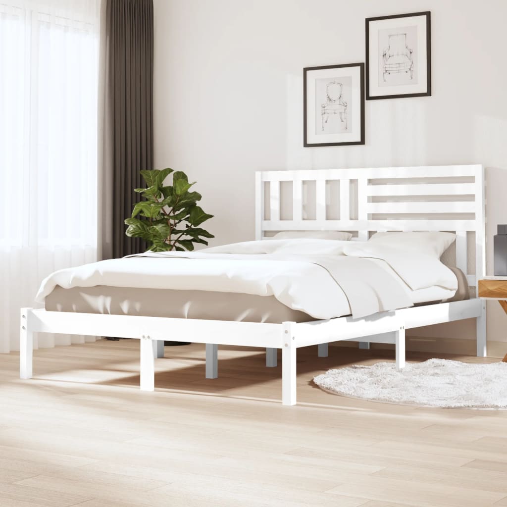 Bed Frame without Mattress White 120x190 cm Small Double  Solid Wood Pine
