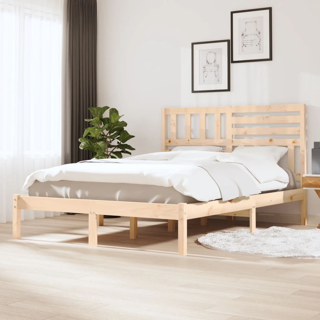 Bed Frame without Mattress Solid Wood Pine 140x190 cm