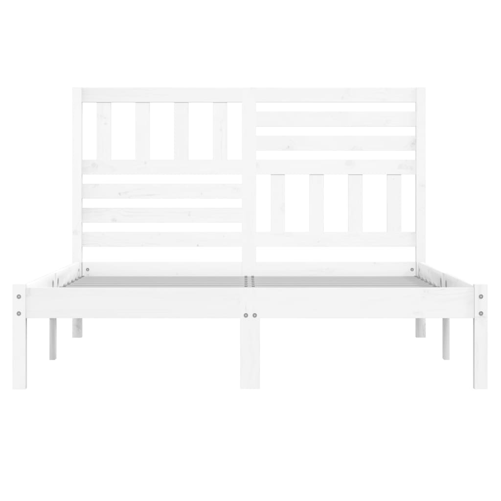 Bed Frame without Mattress White Solid Wood Pine 140x190 cm