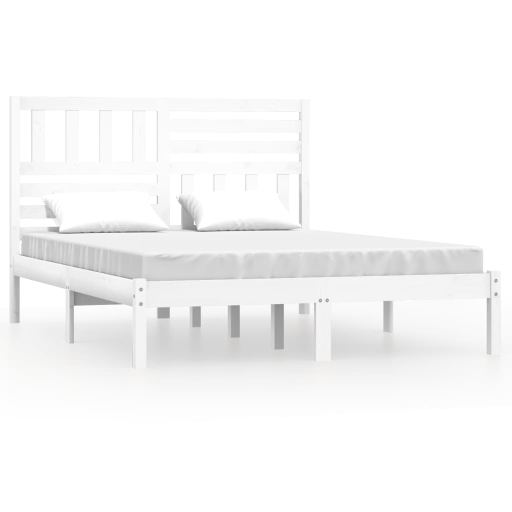 Bed Frame without Mattress White Solid Wood Pine 120x200 cm