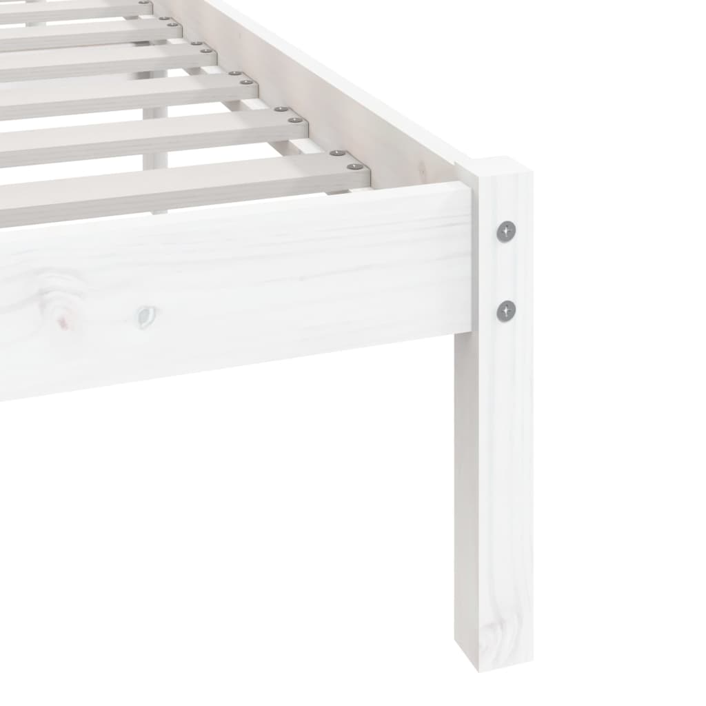 Bed Frame without Mattress White Solid Wood Pine 120x200 cm