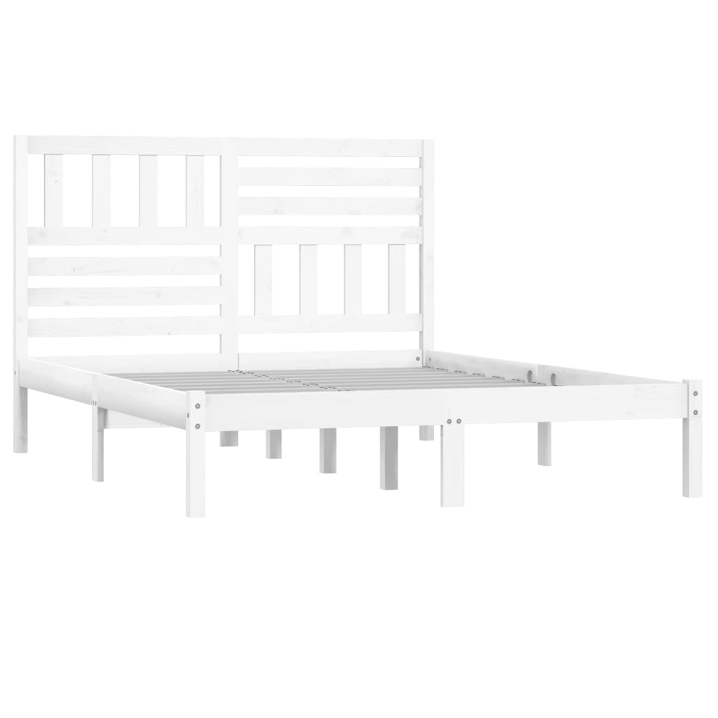 Bed Frame without Mattress White 150x200 cm King Size  Solid Wood Pine