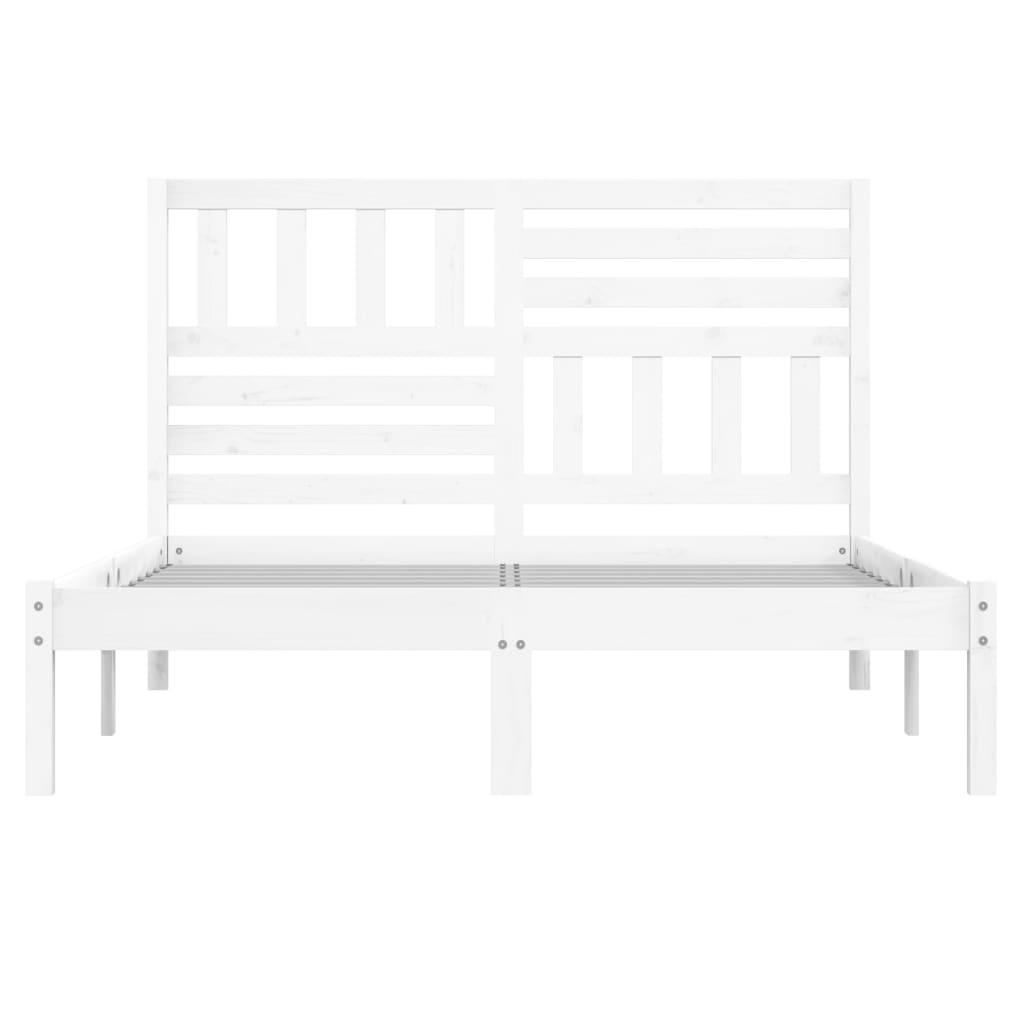 Bed Frame without Mattress White 150x200 cm King Size  Solid Wood Pine