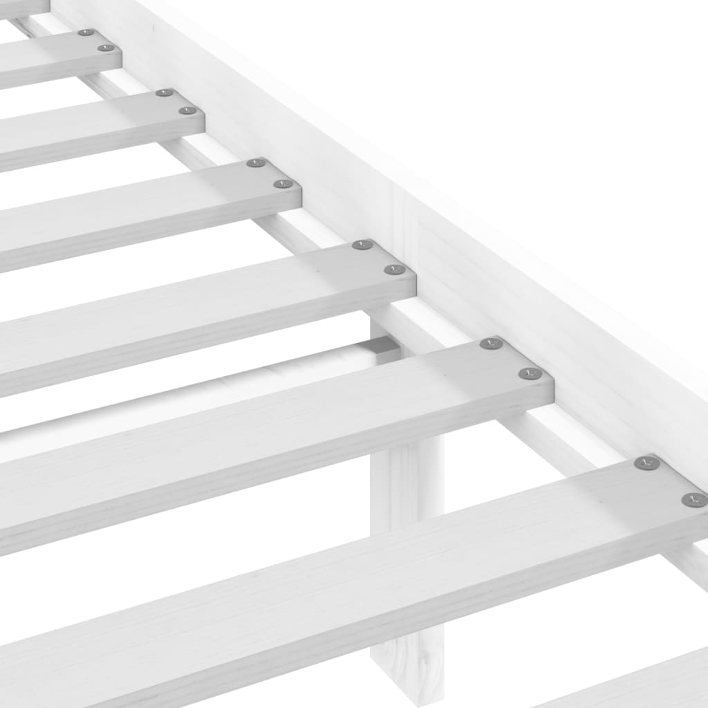 Bed Frame without Mattress White Solid Wood Pine 200x200 cm
