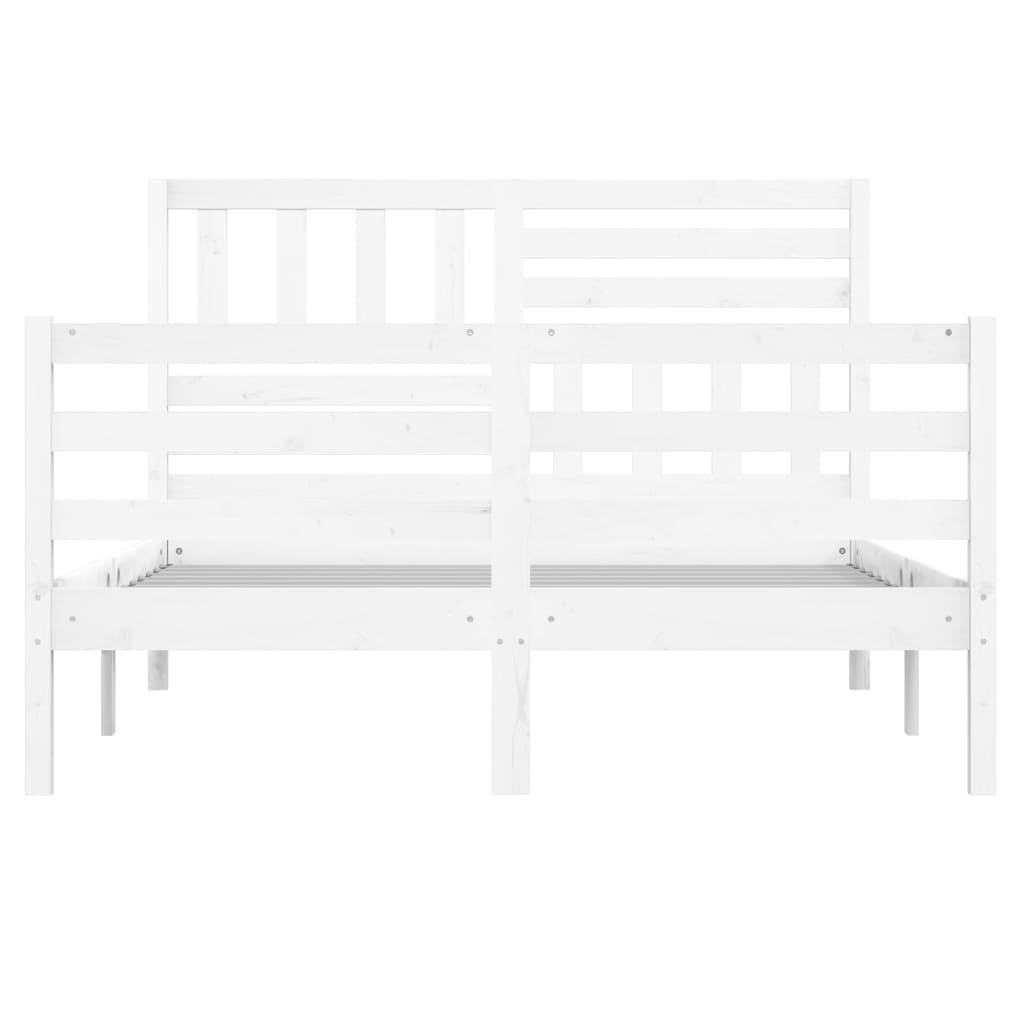 Bed Frame without Mattress White 150x200 cm King Size King Size Solid Wood