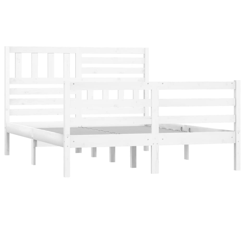 Bed Frame without Mattress White Solid Wood 160x200 cm