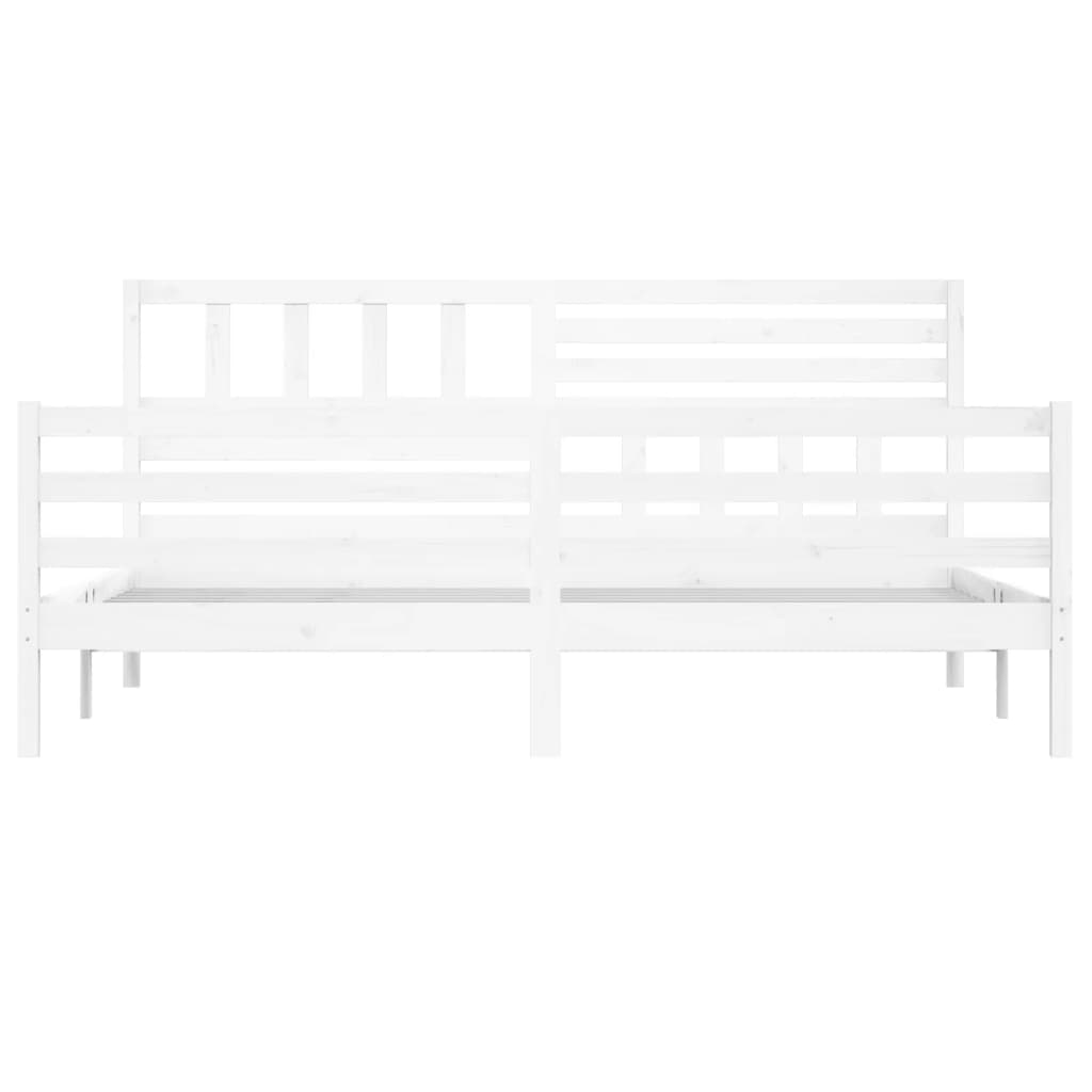 Bed Frame without Mattress White Solid Wood 200x200 cm