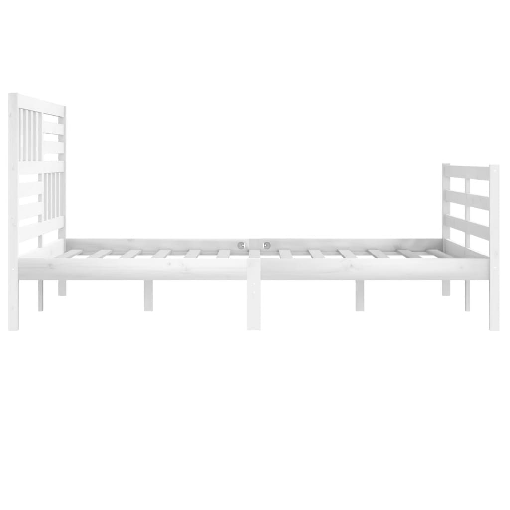 Bed Frame without Mattress White Solid Wood 200x200 cm
