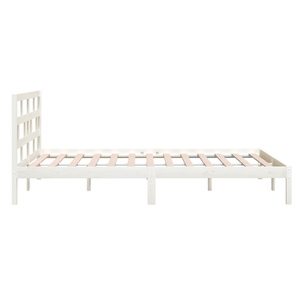 Bed Frame without Mattress White Double Solid Wood