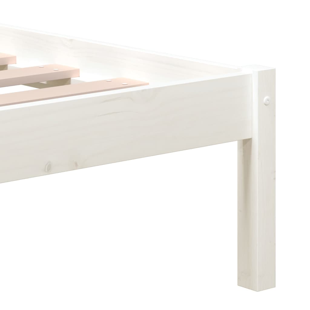 Bed Frame without Mattress White Double Solid Wood